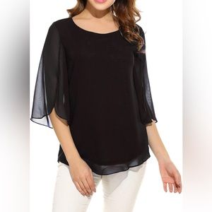Elegant Black Chiffon Blouse